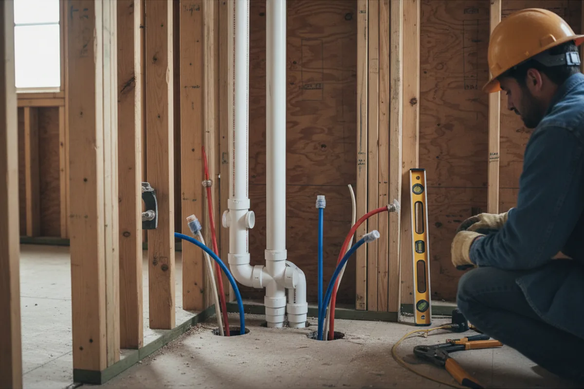 Drain and supply rough-in during Drain Cleaning in Isom